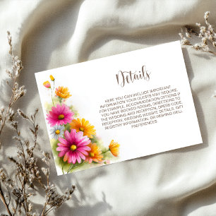 Tarjeta De Recepción Detalles de Boda Floral Rosa Naranja Rústico