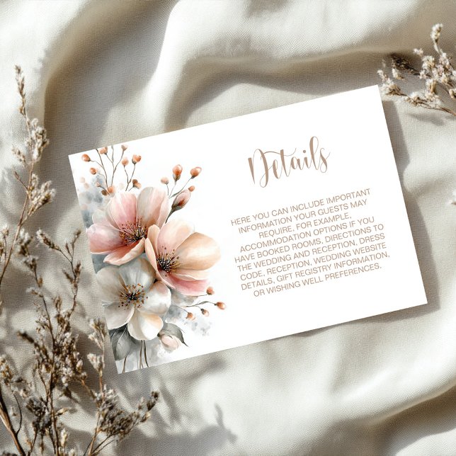 Tarjeta De Recepción Detalles de Boda Floral Rosa Rústico (Subido por el creador)