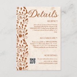 Tarjeta De Recepción Detalles de boda floral rústica código QR