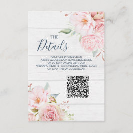 Tarjeta De Recepción Detalles de boda floral rústica insertar código QR
