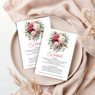 Tarjeta De Recepción Detalles de Boda Floral Rústico Verde Dorado