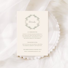 Tarjeta De Recepción Detalles de Boda Floral Rústico Vintage Sage