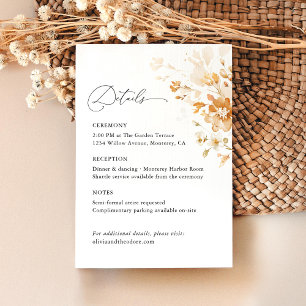Tarjeta De Recepción Detalles de Boda Floral Terracota Elegante Ceremon