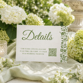 Tarjeta De Recepción Detalles de Boda Floral Verde Cítrico