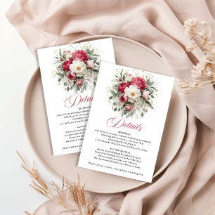 Tarjeta De Recepción Detalles de Boda Floral Verde Dorado Rústico