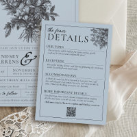 Detalles de Boda Floral Vintage Elegante Polvo Azu