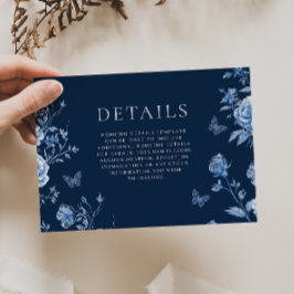 Tarjeta De Recepción Detalles de Boda Floral Vintage Encantada Medianoc