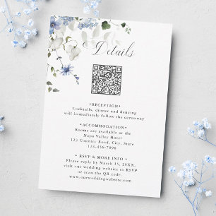 Tarjeta De Recepción Detalles de boda florales azules blancos y verdes
