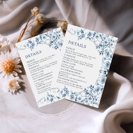 Tarjeta De Recepción Detalles de boda florales azules polvorientos vint