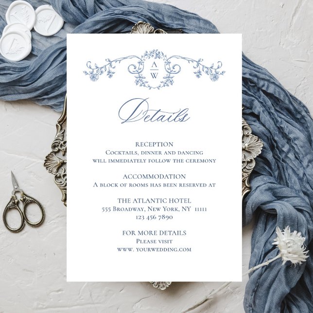 Tarjeta De Recepción Detalles de boda florales con gracia ornamentada v (Subido por el creador)