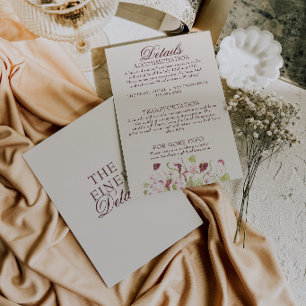 Tarjeta De Recepción Detalles de boda florales de acuarela Nouveau Art
