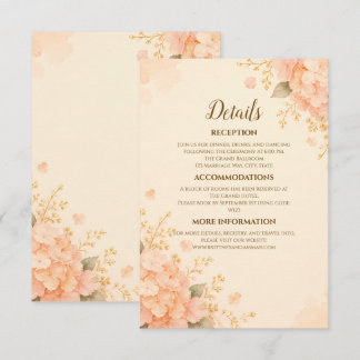 Tarjeta De Recepción Detalles de Boda Florales de Hortensia Suave Meloc