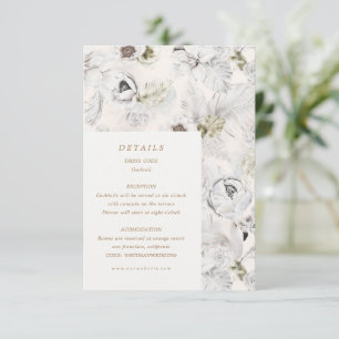 Tarjeta De Recepción detalles de boda florales de plata románticos tarj