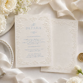 Tarjeta De Recepción Detalles de Boda Florales Elegantes con Relieve