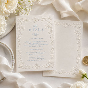 Tarjeta De Recepción Detalles de Boda Florales Elegantes con Relieve