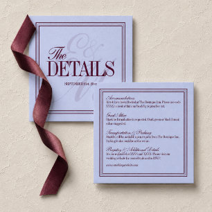 Tarjeta De Recepción Detalles de Boda Formal de Lujo con Periwinkle y C