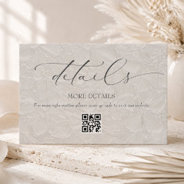 Tarjeta De Recepción Detalles de Boda Formal Elegante