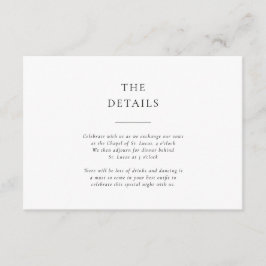 Tarjeta De Recepción Detalles de Boda Formal en Blanco y Negro