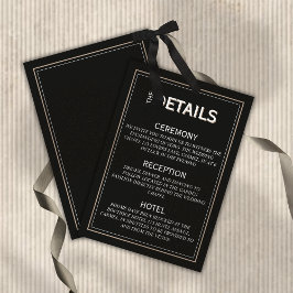 Tarjeta De Recepción Detalles de Boda Formal Minimalista de Corbata Neg