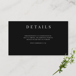 Tarjeta De Recepción Detalles de Boda Formal Simple Negro y Blanco  