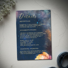 Tarjeta De Recepción Detalles de Boda Galaxia Floral Celestial Azul Mar