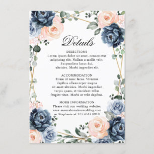 Tarjeta De Recepción Detalles de boda geométricos con tono azul polvori