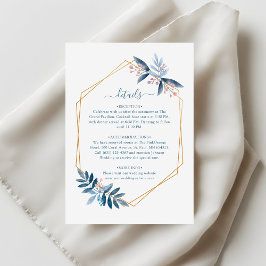Tarjeta De Recepción Detalles de Boda Geométricos de Azul Polvoriento y