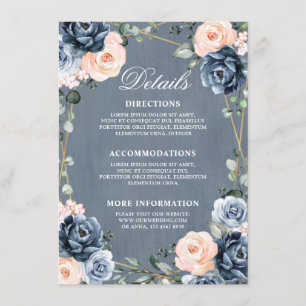 Tarjeta De Recepción Detalles de boda geométricos de melocotón rubor az