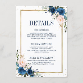 Tarjeta De Recepción Detalles de Boda Geométricos de Rosa Pastel y Azul