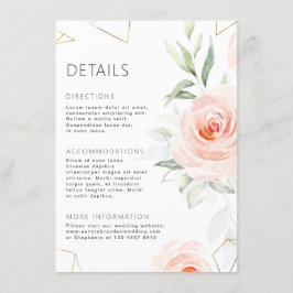 Tarjeta De Recepción Detalles de boda geométricos de tonos rosados Pret
