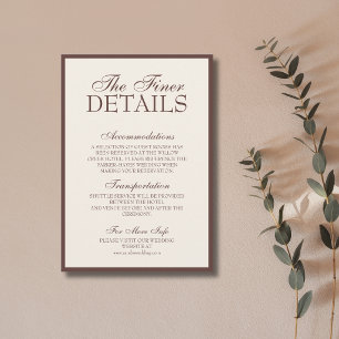 Tarjeta De Recepción Detalles de Boda Glam Luxe Chocolate Dinero Antigu