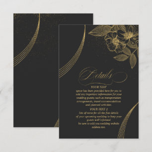 Tarjeta De Recepción Detalles de boda Gold Dust & Outlines negro/oro ID