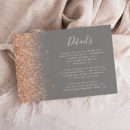 Tarjeta De Recepción Detalles de Boda Gris Brillo Melocotón