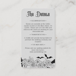 Tarjeta De Recepción Detalles de Boda Grises Botánicos Góticos Malhumor