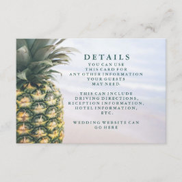 Tarjeta De Recepción Detalles de Boda Hawaiana de Piña con Hojas Tropic