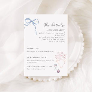 Tarjeta De Recepción Detalles de Boda Ilustrados con Colores Caprichoso