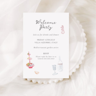 Tarjeta De Recepción Detalles de Boda Ilustrados con Colores Caprichoso