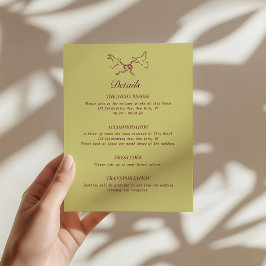 Tarjeta De Recepción Detalles de Boda Ilustrados Pájaros