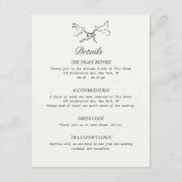 Tarjeta De Recepción Detalles de Boda Ilustrados Pájaros
