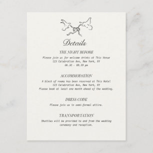 Tarjeta De Recepción Detalles de Boda Ilustrados Pájaros