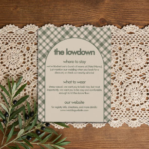 Tarjeta De Recepción Detalles de Boda Informales de Cuadro Verde Sage R