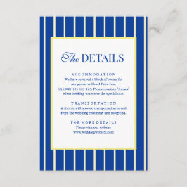 Tarjeta De Recepción Detalles de Boda Italianos con Rayas Azules y Amar