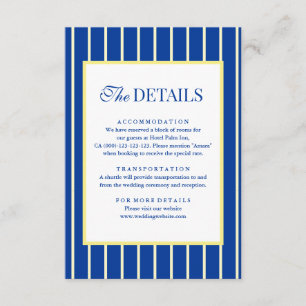 Tarjeta De Recepción Detalles de Boda Italianos con Rayas Azules y Amar
