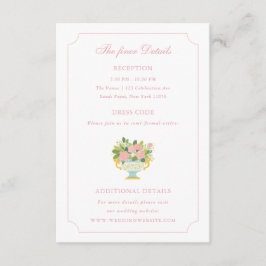 Tarjeta De Recepción Detalles de Boda Jarrón Floral Rococó