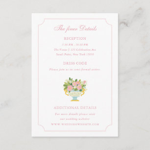 Tarjeta De Recepción Detalles de Boda Jarrón Floral Rococó
