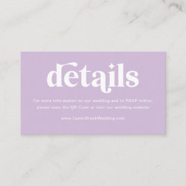 Tarjeta De Recepción Detalles de Boda Lila Claro