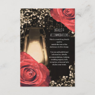 Tarjeta De Recepción Detalles de Boda Linterna Resplandor Rústico Rosas