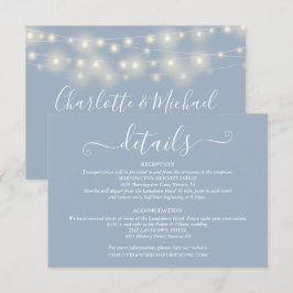 Tarjeta De Recepción Detalles de Boda Luces de Primavera Script Azul Po