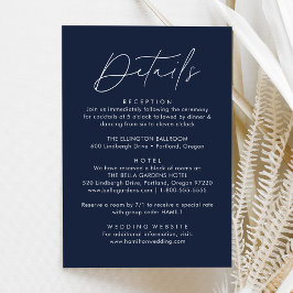 Tarjeta De Recepción Detalles de Boda Marina con Letra Moderna