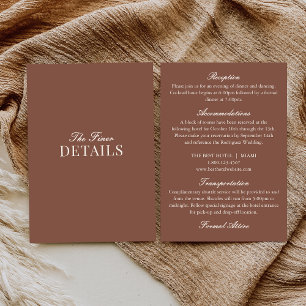 Tarjeta De Recepción Detalles de Boda Marrón Marfil Mocha de Dinero Ant